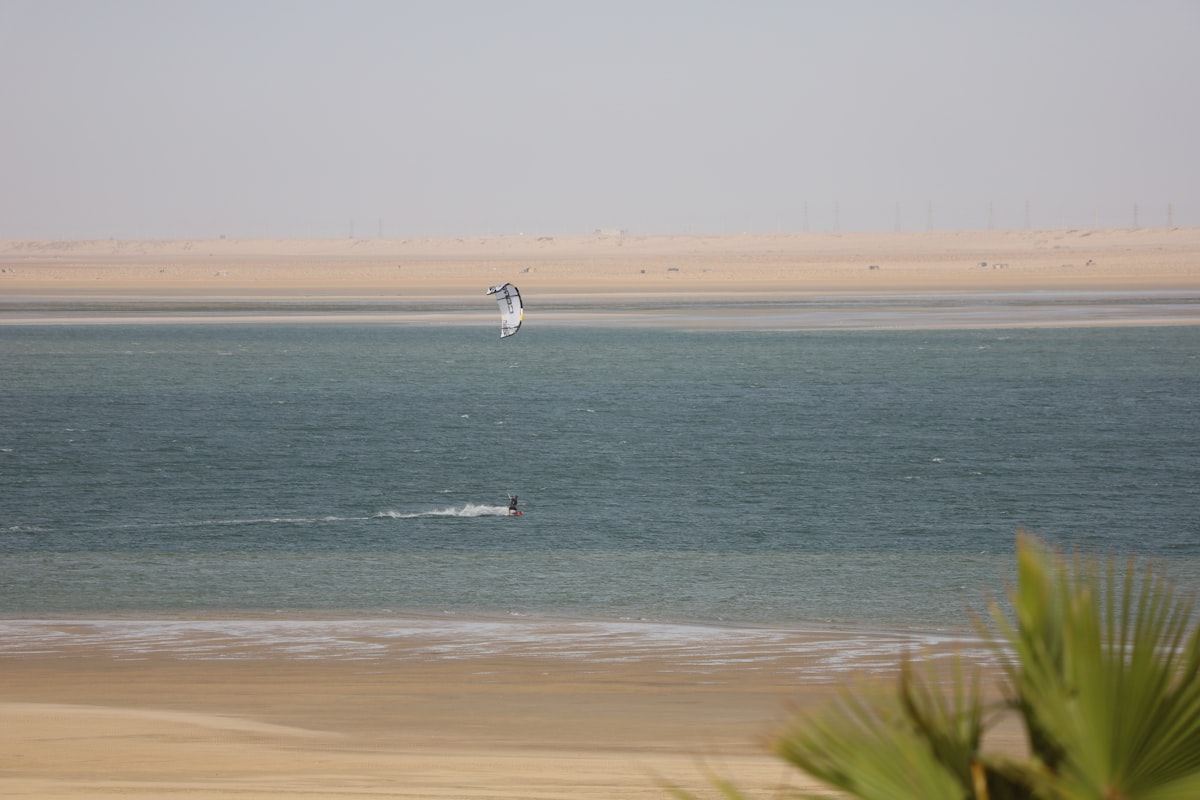 Windsurfer on flat water